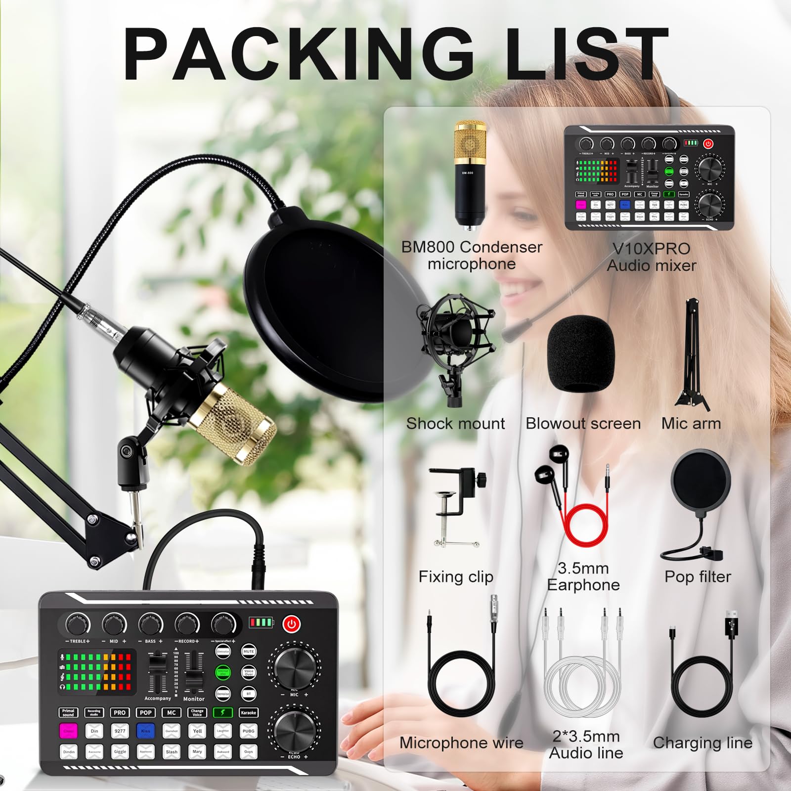 ALSO GO Podcast Equipment Bundle, Music Recording Setup with BM-800 Microphone & F998 Sound Card, Perfect for Podcasting, Singing, Gaming, and Live Streaming YouTube Tiktok