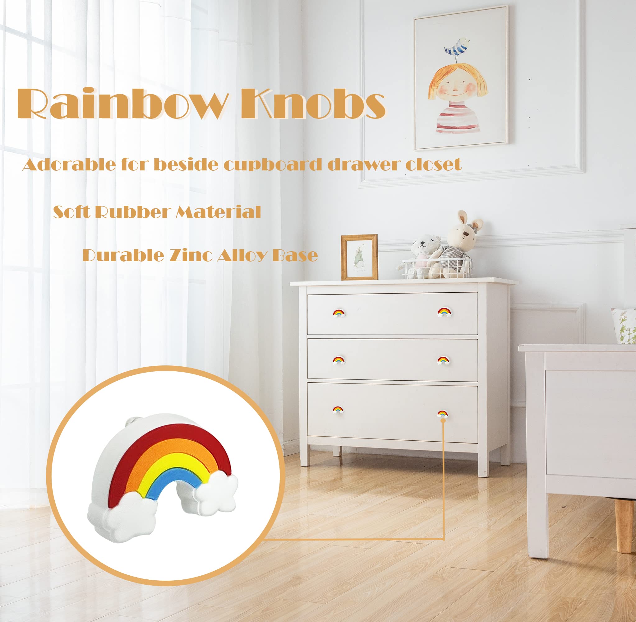 Bottoni gomma morbida cartone animato 6 pezzi arcobaleno rosso bambini