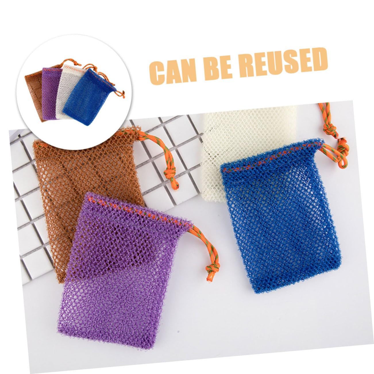 4pcs Soap Scrubber Pouches Bubble Net Design Quick Dry Outdoor Soap Bag Exfoliating Body Scrubbers Pouches