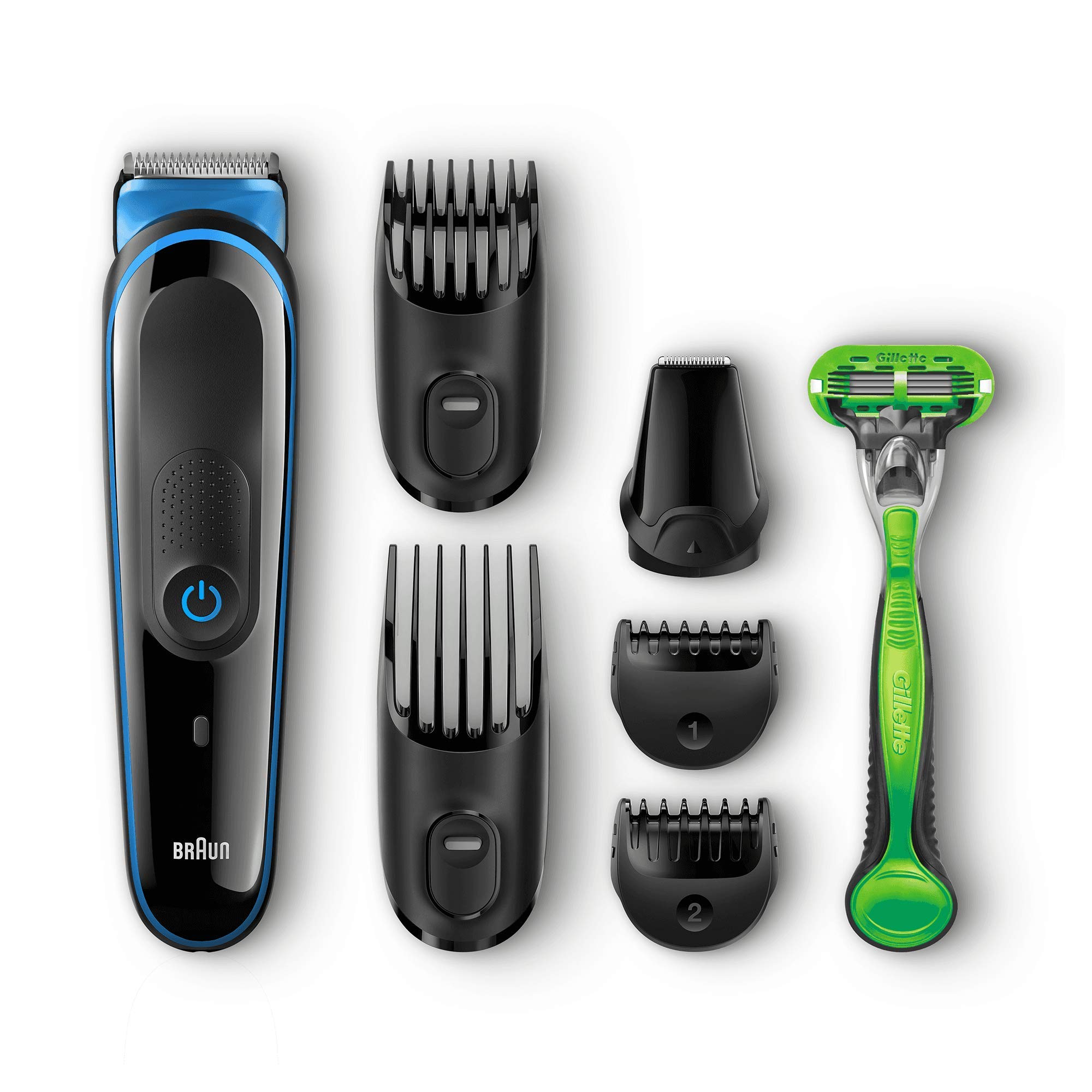 BRAUN MGK3040 Kit Tondeuse Polyvalente 7 en 1 Tondeuse Barbe/Cheveux pour Homme + Rasoir Gillette Body