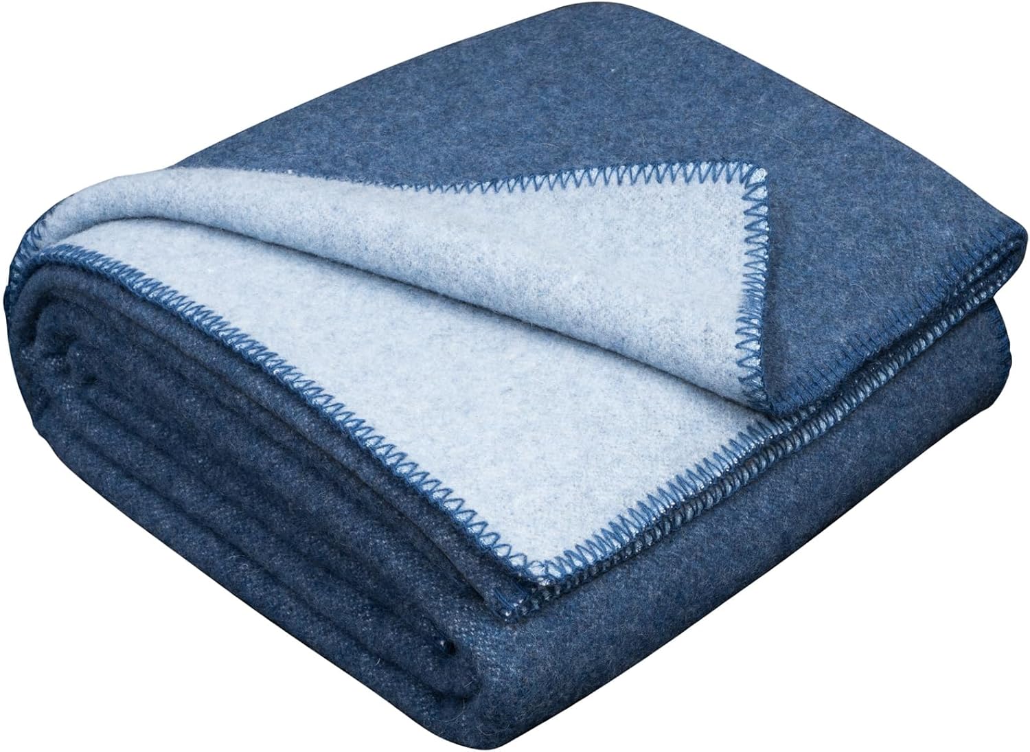 LYHome Merino Wool Blanket - Outdoor Camping and Hiking Throw, Extra Warm Army Military & Hunting Blankets for Cold Weather, Warmest Plaid Sheep Wool (59 x 84 in | Light Blue - Blue Double-Sided)