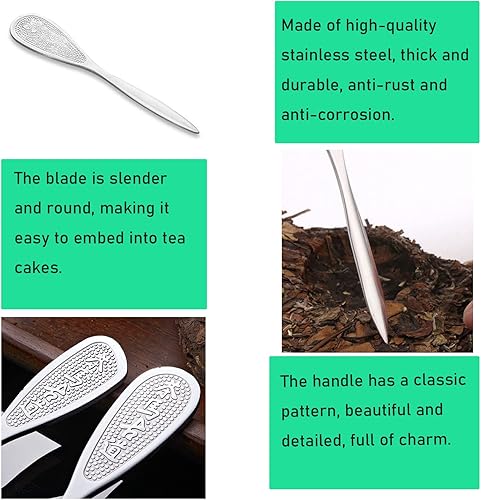 Miniatura 4 de Paquete de 2 agujas de cuchillo de té de acero inoxidable Puer Puerh, cortador de ladrillos de té, abridor de rotura, picadora de hielo para tartas