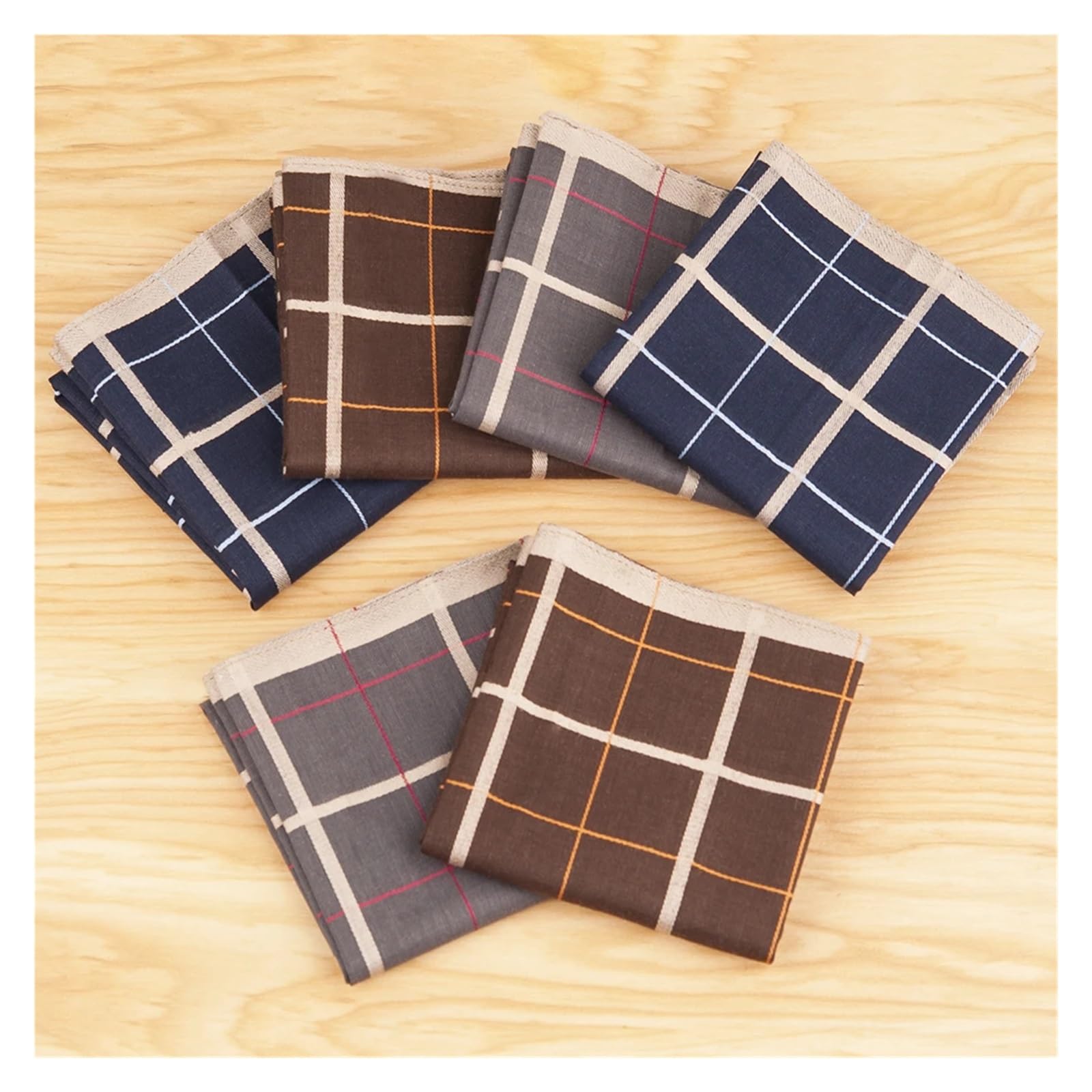Taschentücher Herren 6/12 Stück Herren-Taschentuch, Baumwolle, quadratisch, gewebt, gemischt, kariert, dunkel-Mehrfarbig, Gentleman-Tasche (Color : 29-12pcs)