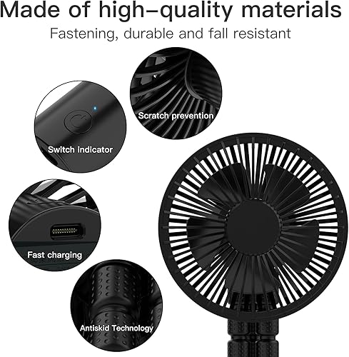 Miniatura 6 de Ventilador portátil de cochecito con clip para bebé, ventilador de cochecito que funciona con pilas, ventilador de trípode flexible con clip,
