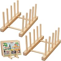 Vista 1 de Barydat - Soporte de exhibición de rompecabezas de madera de 2 piezas, organizador de estante para guardar tapas de ollas, soporte