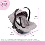 Bayer Design - Deluxe Doll Car Seat - Safety Belt, Sun Canopy, Accessories for Baby Dolls - Dolls up to 18” - Age 3+ - Grey Crown - 67910AA | Seat belt for dolls up to 46 cm, from 3 years