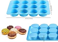 Vista 2 de 2PCS Silicone Oreo Molds, LCCOWOT 12 Cavity Cookie Chocolate Round Silicone Mold, Baking Mold for Chocolate, Oreo, Cookie, Cany, Mini Cake