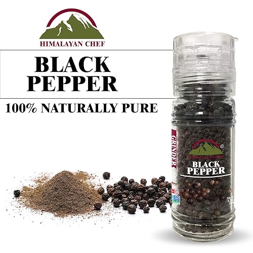 Miniatura 3 de Himalayan Chef Juego de molinillo de sal rosa y pimienta negra del Himalaya, 5.3 onzas cada uno, molinillo de vidrio ajustable y recargable,