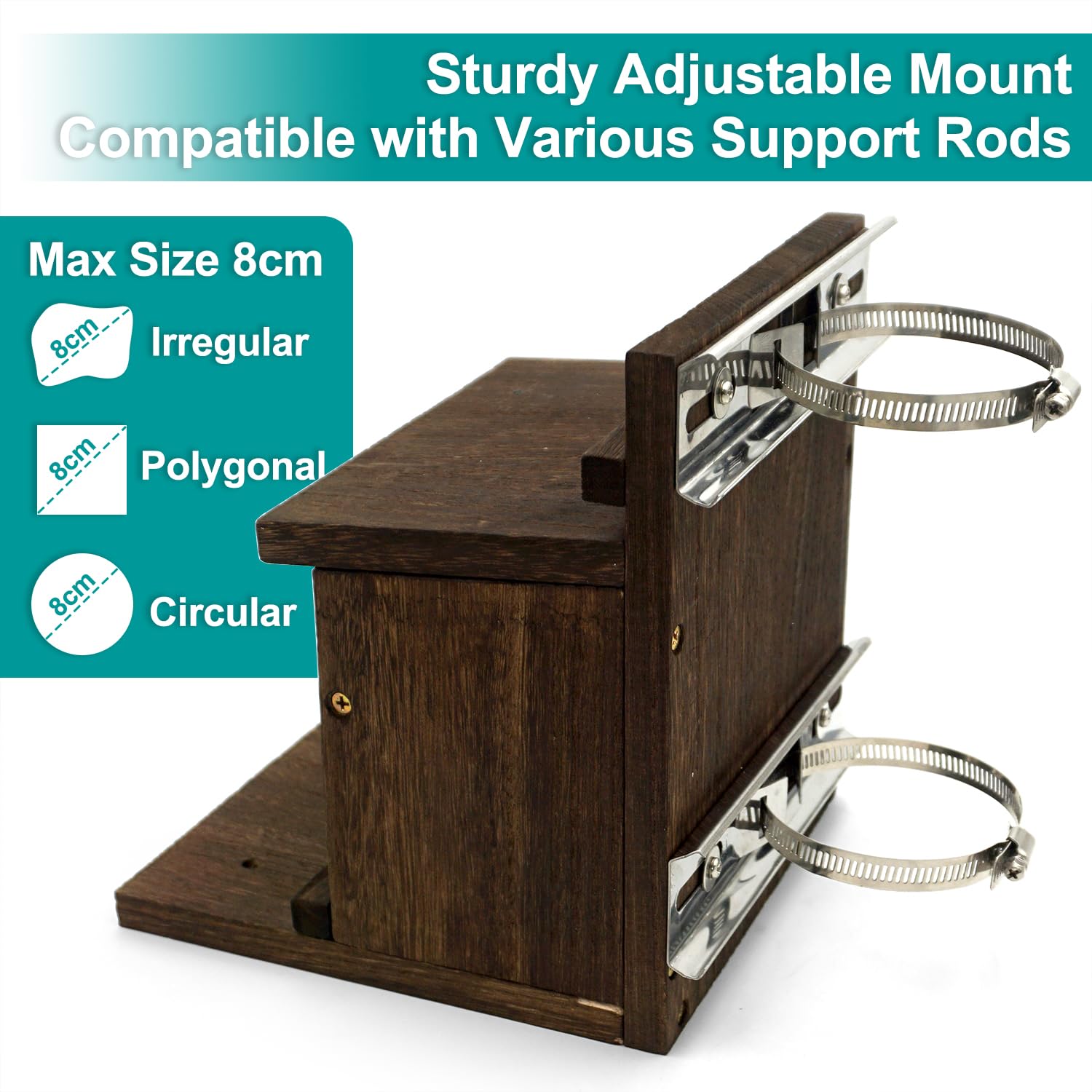 Comedero de Madera de Gran Capacidad para Ardillas con Soporte de Montaje, Tratamiento de Superficie Compatible con barandilla de árbol de Pared, pasamanos y Valla