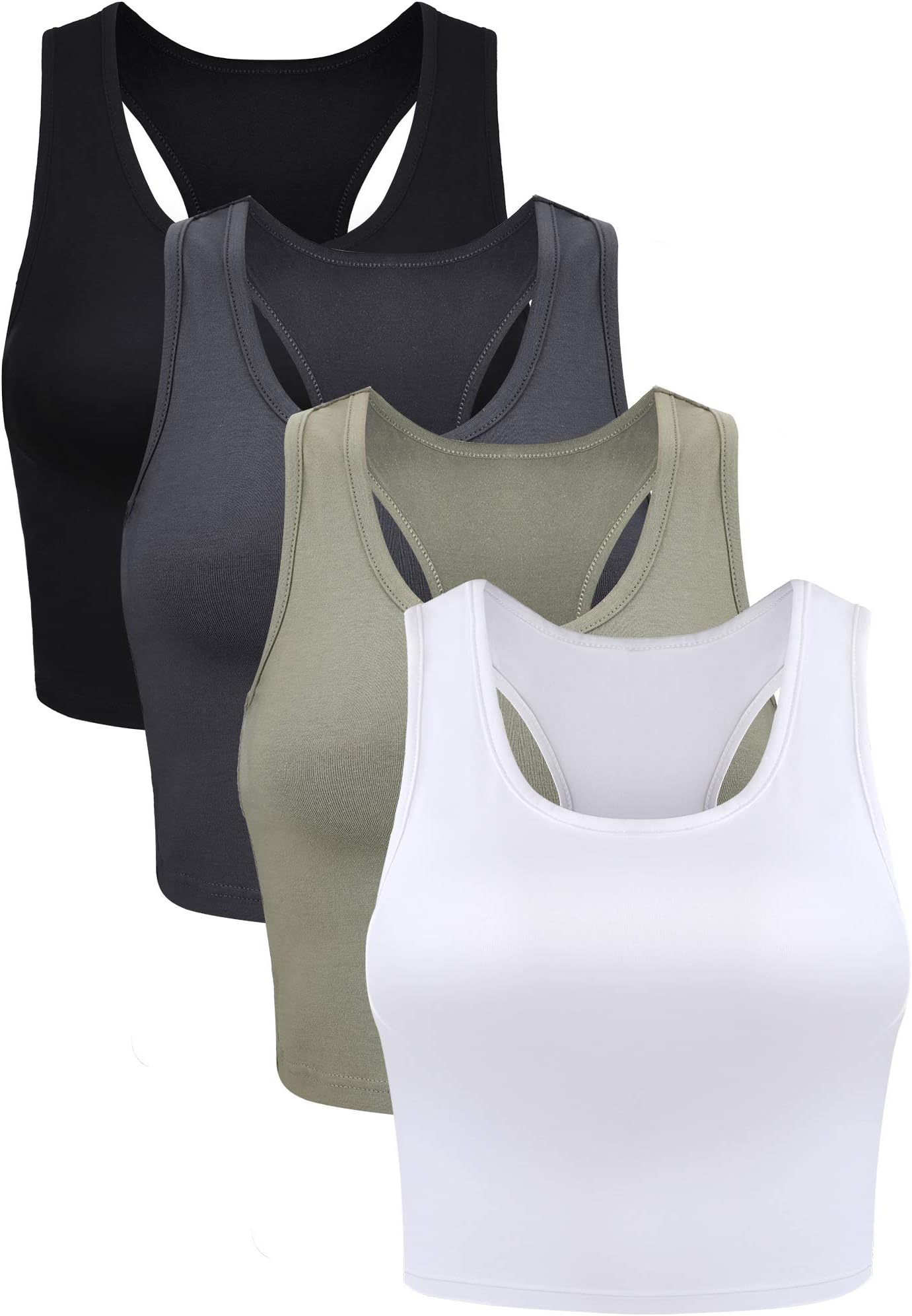 4 Pieces Basic Crop Tank Tops Sleeveless Racerback Crop Top for Women