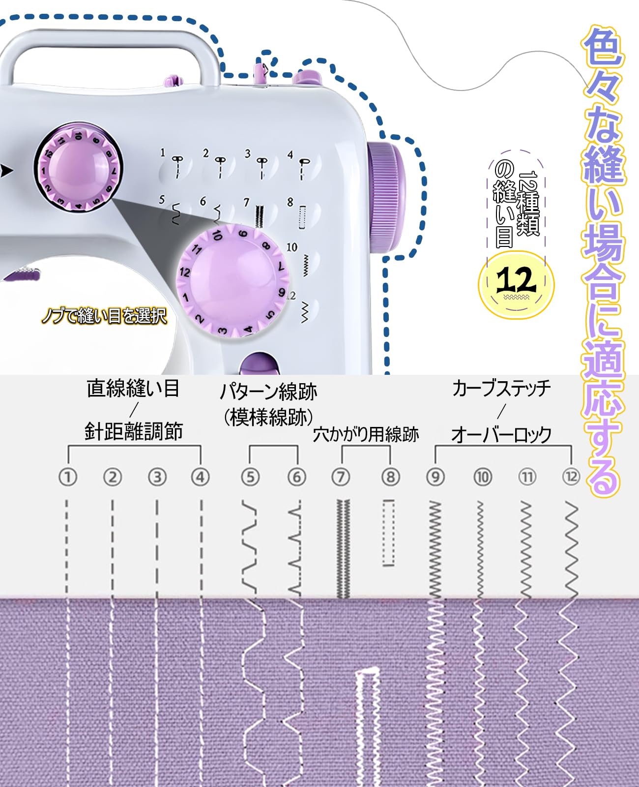 Amazon | ミシン 102PCS裁縫セット付き 電動ミシン 初心者向け 12種類 