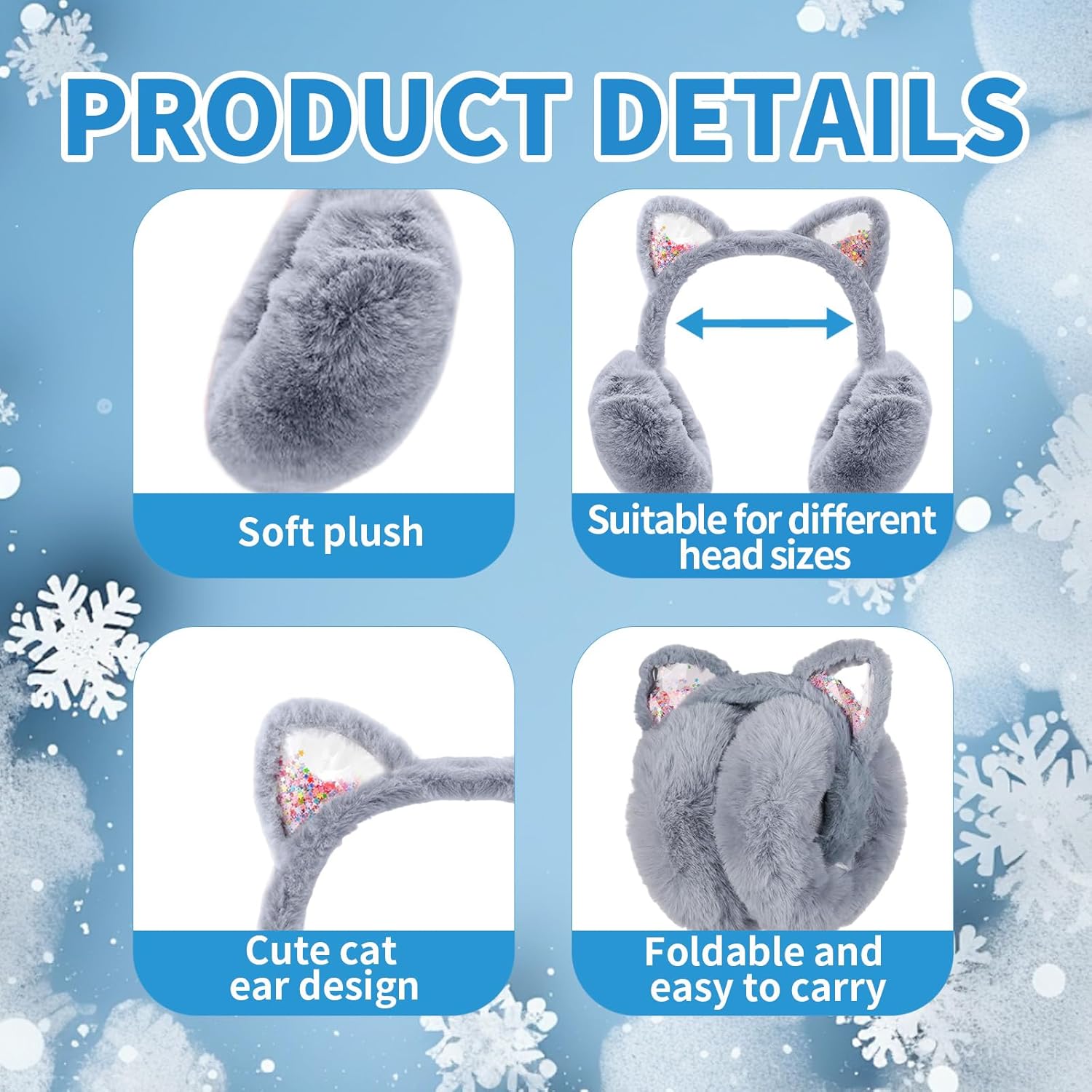 Cute Animal Ear Muffs Winter Warm Fluffy Cat Ear Earmuffs Cozy Ear Warmers for Girls Boys Kids Children Outdoor - Image 3