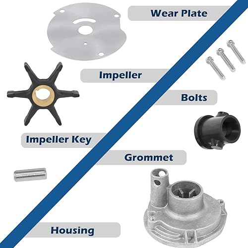 Miniatura 3 de Kit de reemplazo del impulsor de la bomba de agua para Johnson Evinrude BRP/OMC 10/15/18/20/25HP, parte #777806 18-3377 382468 0382468
