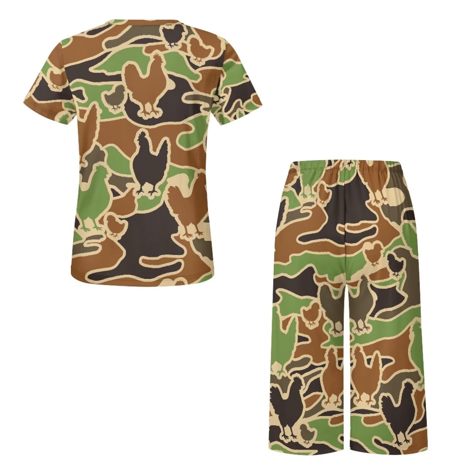 Binienty Ensemble de pyjama 2 pièces pour femme, vêtement de nuit à manches courtes avec pantalon capri et poches, vêtement d'été doux et respirant