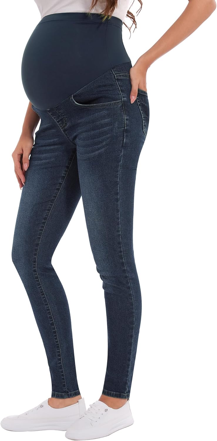 PACBREEZE Women’s Maternity Jeans Over Belly Skinny Stretchy Denim Pants Comfy Slim Pregnancy Pants