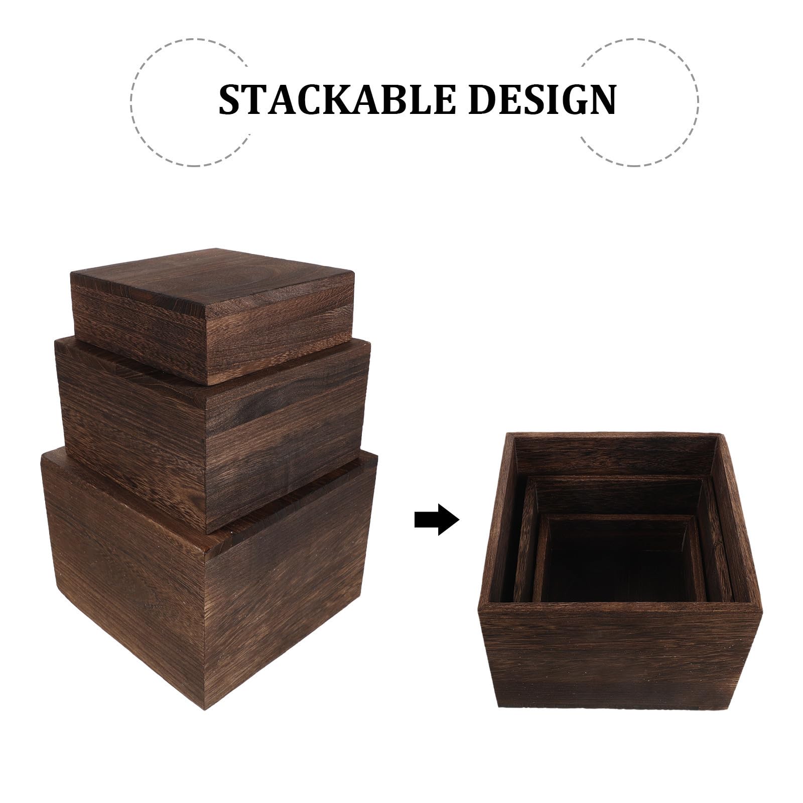 Présentoir à Cupcakes en Bois , Lot de 3 , Style Rustique , Empilable