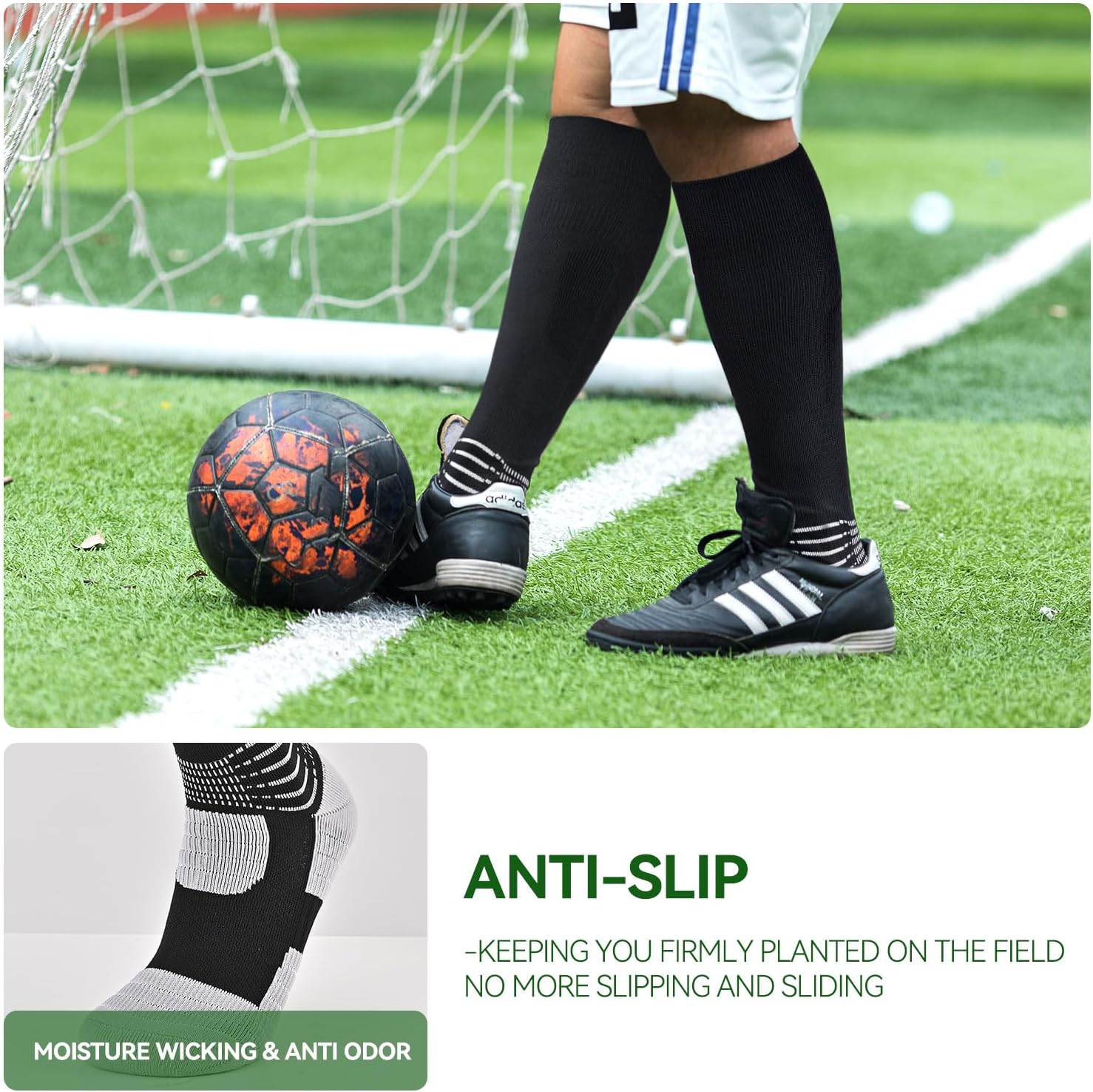 IRAMY Compressive Soccer Socks Ankle Compression Support Coolmax Wicking Anti-Slip Football Baseball Softball 1/2/3 Packs - Image 7