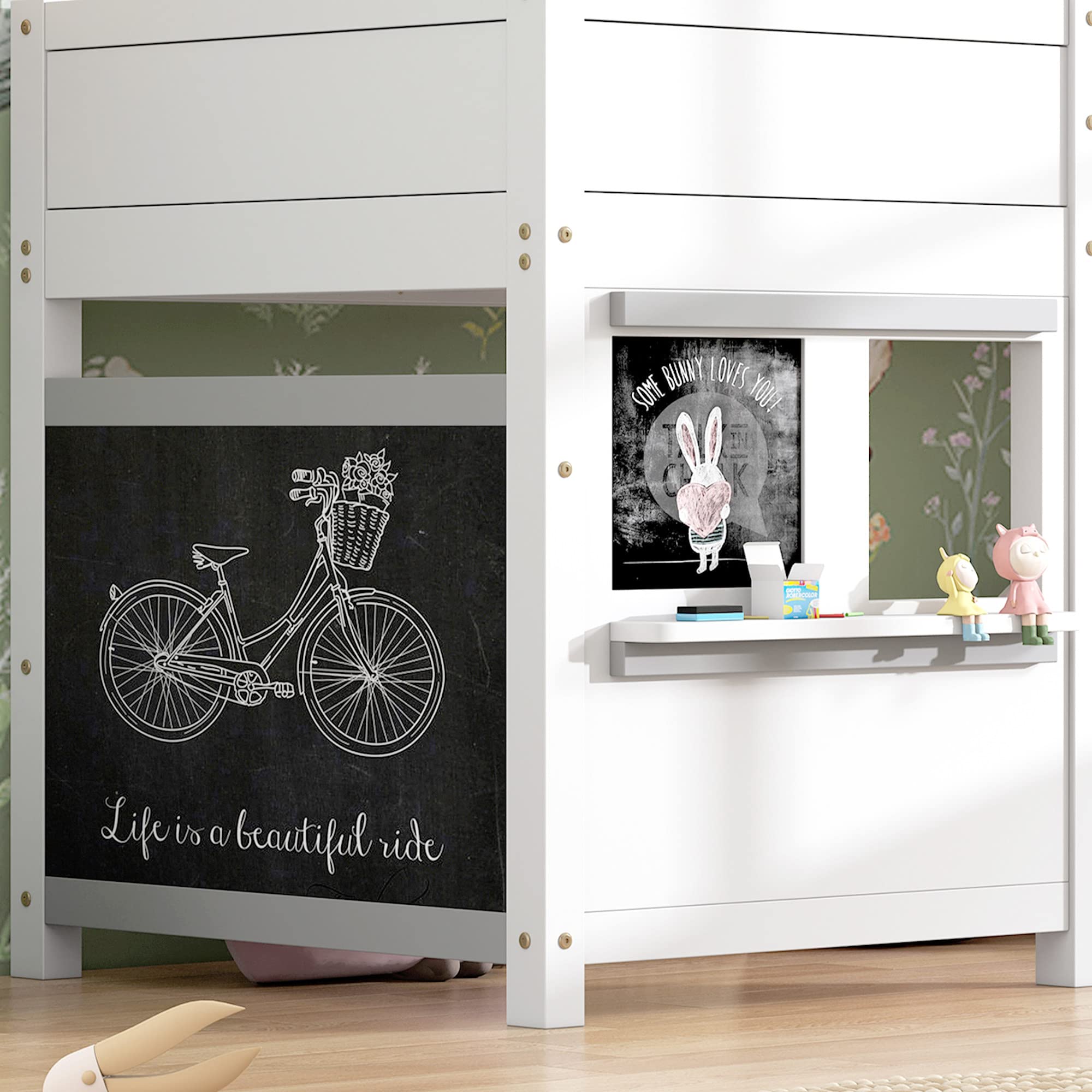 KecDuey Letto per bambini, 90 x 200 cm, letto a castello, letto a castello, interno e fuori dal
