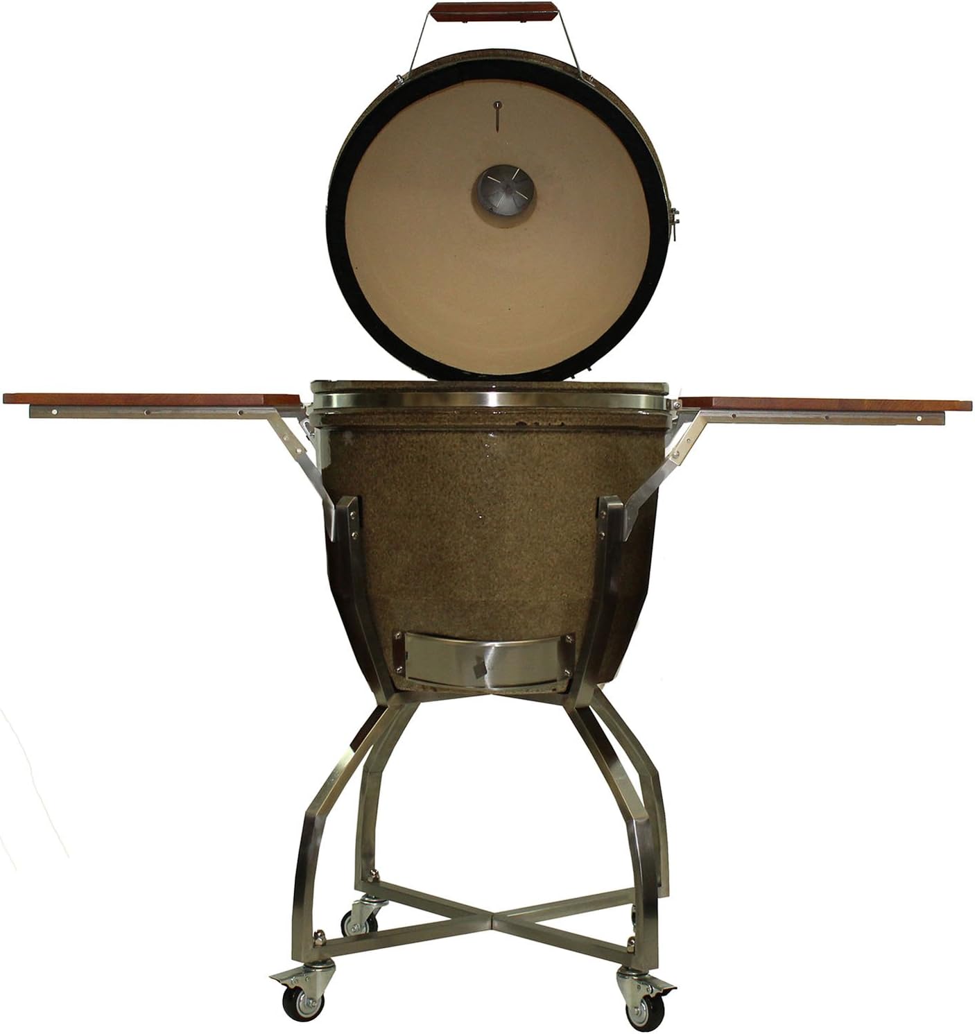 Hanover Grills HAN191KMDCS-TN Kamado Style Ceramic Cart and Shelves, Desert, 19" Grill