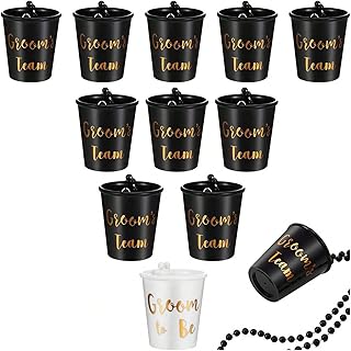 AUklOPVZZ Lote de 12 collares de chupito para despedida de soltera, divertidos recuerdos de fiesta de ABS negro, decoraciones para despedidas de soltera, do