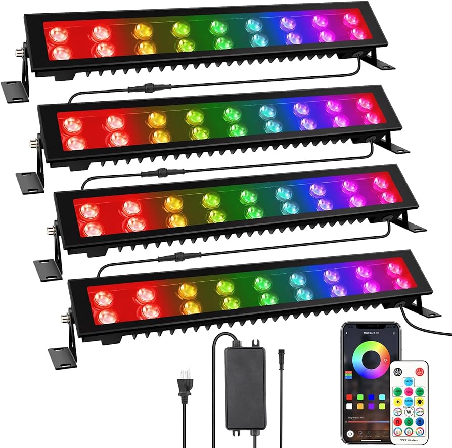 LEDパーライト 4台セット Amazon.com: LED Stage Wash Light Bar - 4Pack 72W RGB DJ Light Bar