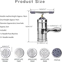 Vista 6 de Máquina manual para hacer pasta de fideos, herramienta de cocina de espagueti, máquina de prensa de acero inoxidable, máquina de prensa para pasta