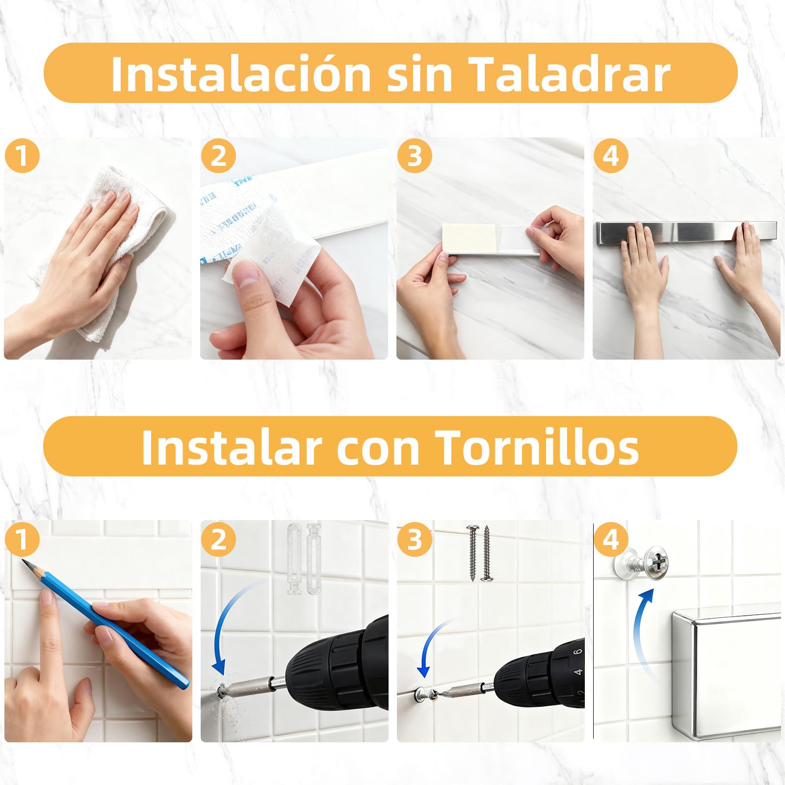 30cm Barra Magnética para Cuchillos Acero Inoxidable, Soporte Iman Cuchillos Cocina, Portacuchillas Magnético, Soporte Magnético Cuchillos con Autoadhesivo, Iman Cuchillos Pared para Espátulas Tijeras - 4