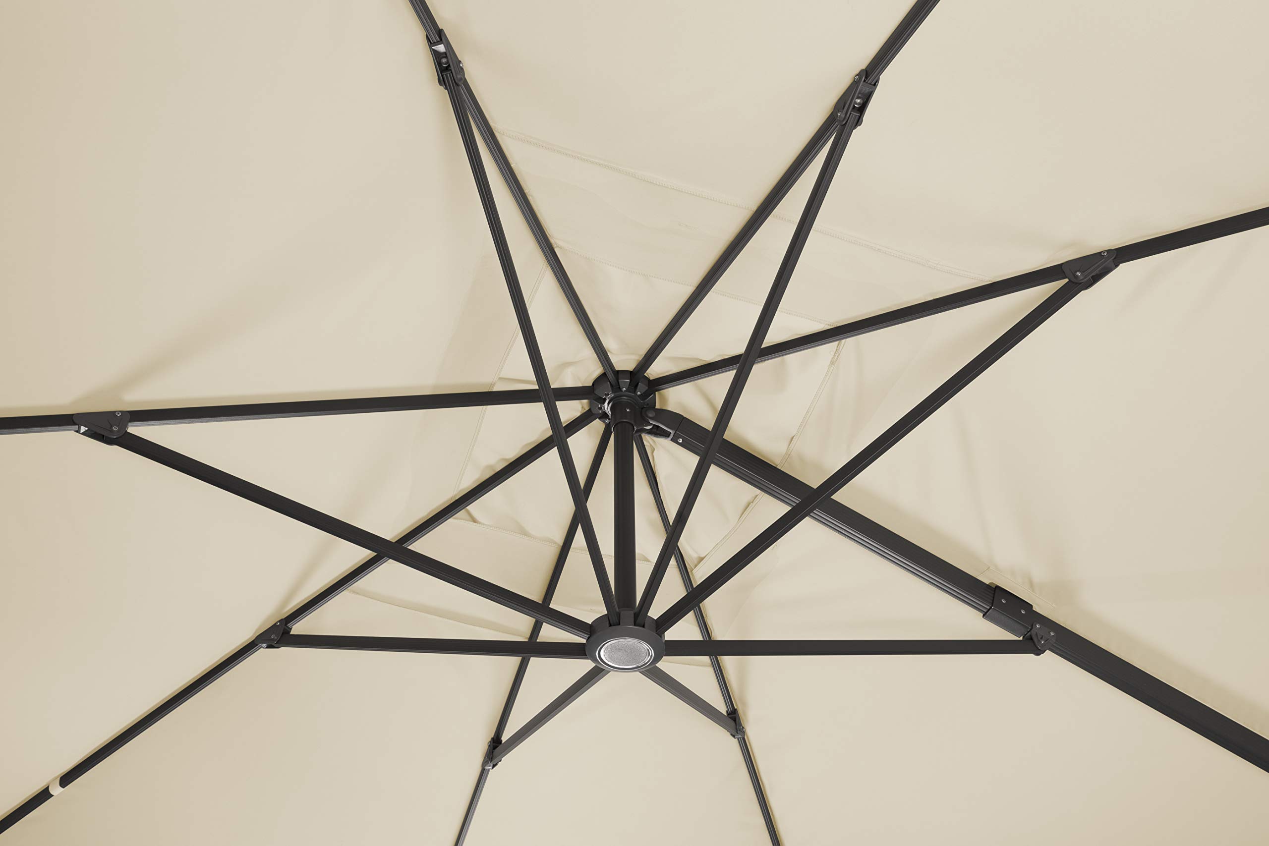 Schneider Sonnenschirm Rhodos Grande, natur, 400 cm rund, 789-02, Gestell Aluminium, Bespannung Polyester, 25.5 kg