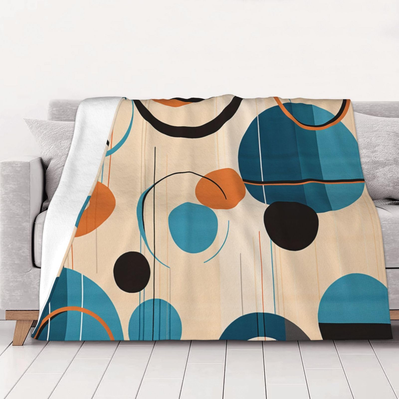 Couverture jeté en flanelle douce Echo Shapes, un plaid cocooning de lit