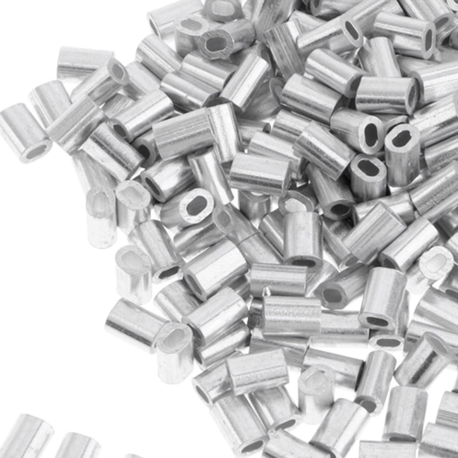 100 Manicotti A Crimpare In Alluminio Ovali Per Leader, Diam. Interno 0.031" (0.8x7mm), Pesa 20-40 Lbs