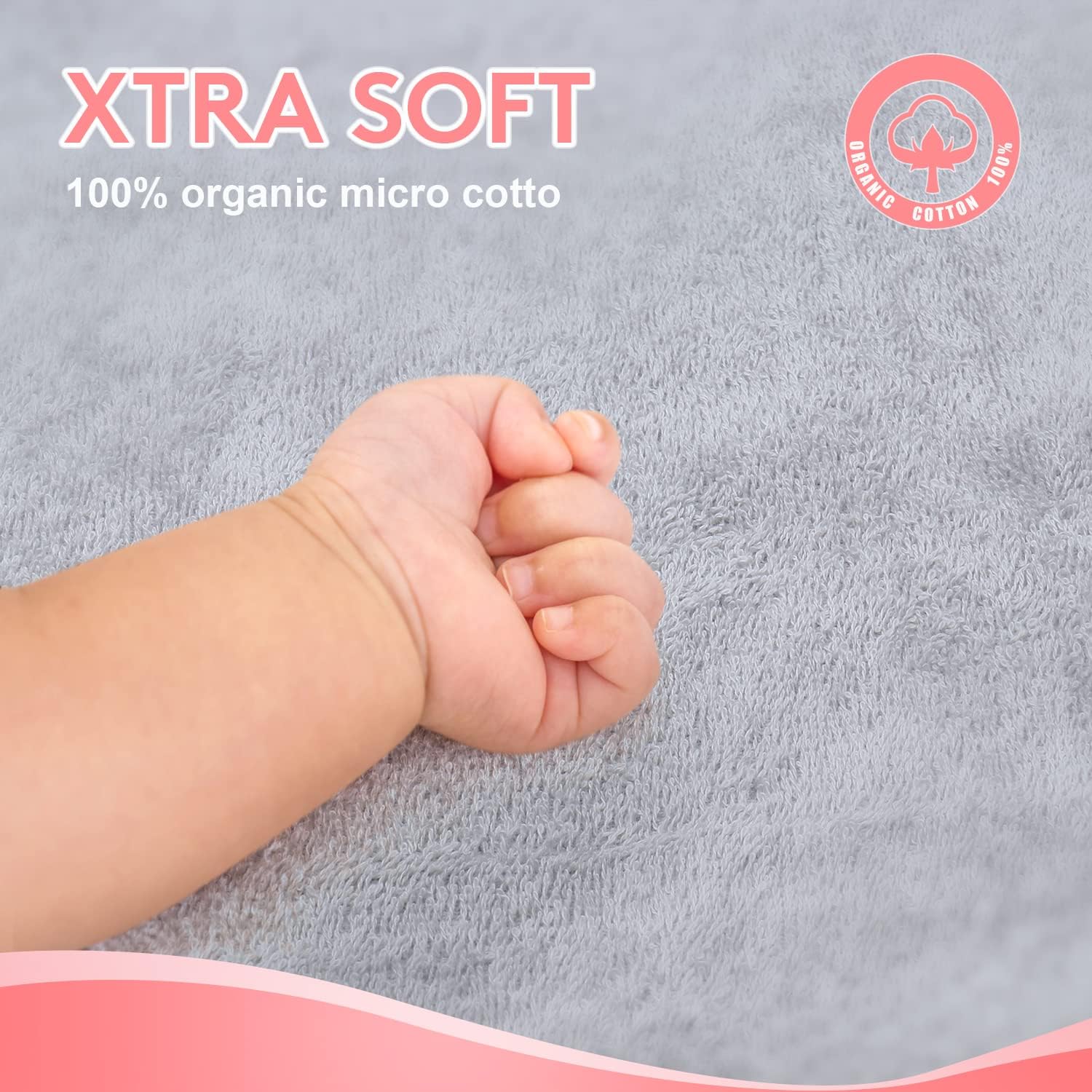 Hooded Towel for Kids 100% Cotton Ultra Soft with Unique Animal Design Large for Infants 3-10 Years (Elephant) - Image 3