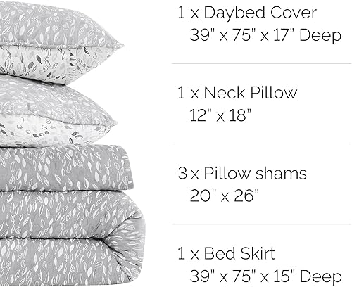 Vista 63 de Southshore Fine Living - Juego de funda acolchada de 6 piezas, diseño de hojas botánicas, color azul Hojas Botánicas Azul