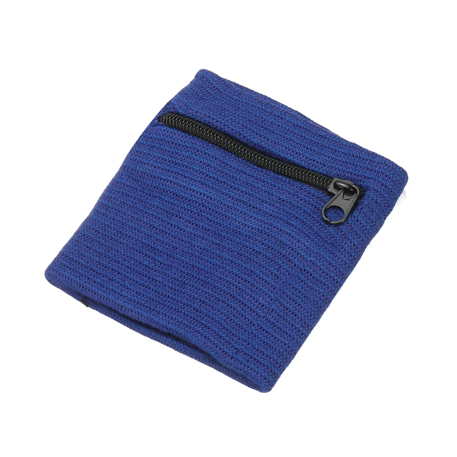 YELARXI Wrist Wallet Wristband with Zipper, Cotton Wrist SweatBands Sports Absorb Sweat Wristbands Pouch Breathable Band & Sapphire Blue -Fitting for Storage Key Card/Running/Basketball