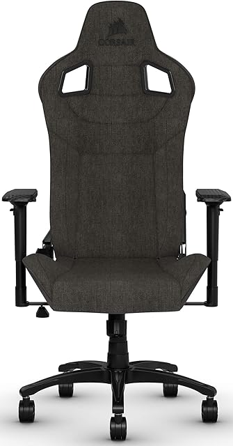 Corsair T3 Rush - Polyester Fabric Gaming Chair (Breathable Soft Fabric Exterior, Padded Neck Cushion, Memory Foam Lumbar Support, 4D Armrests, 180 Degree Recliner, Easy Assembly) Black