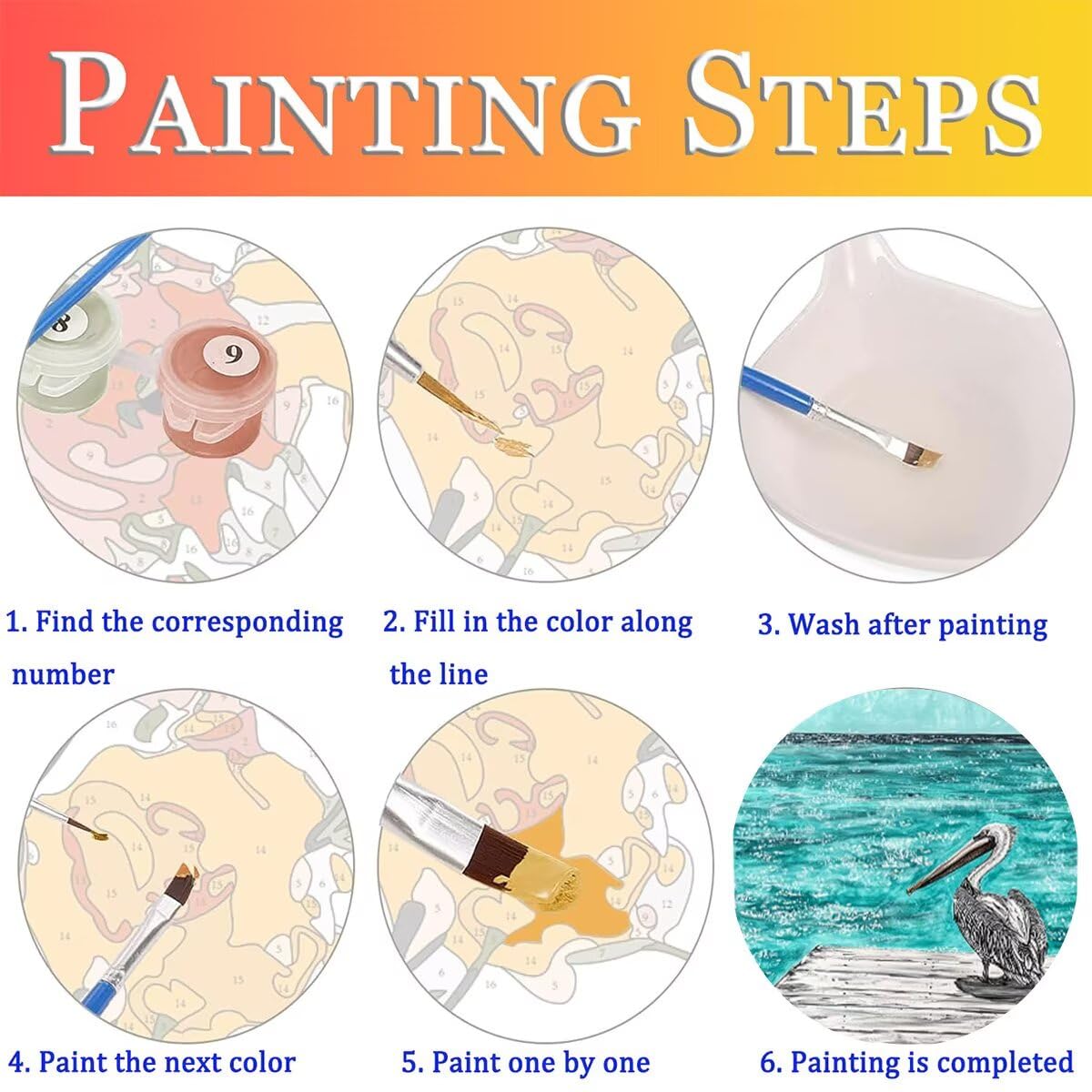 Dipingere con i Numeri Bird, Paint by Numbers Adulti Oceano, Fai da te Creativi Adulti Quadri da Dipingere Numerati Kit per Decorazione Della Parete di Casa, Regalo 100x135 cm Senza Cornice 72-P