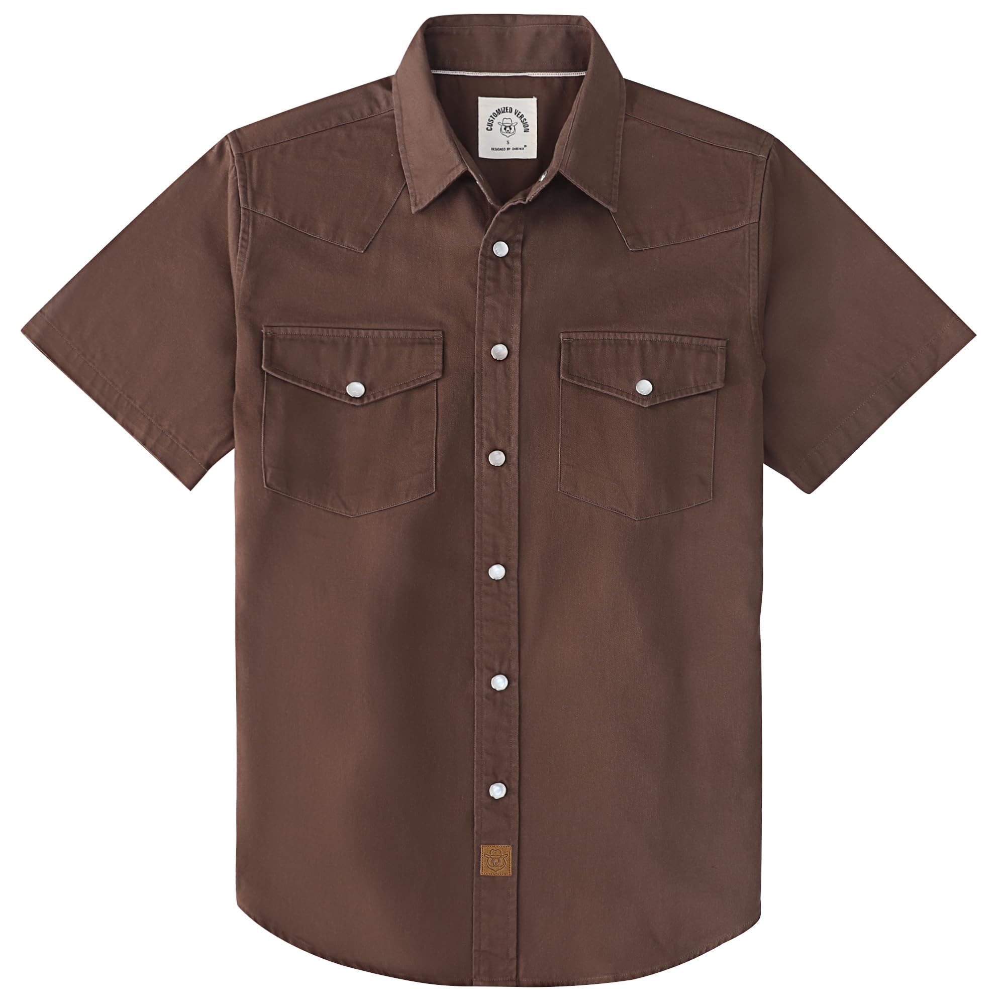 Dubinik® Herren Kurzarm Arbeitshemd mit Druckknöpfen aus Schwerer Baumwolle – Western Utility Workwear mit 2 Brusttaschen