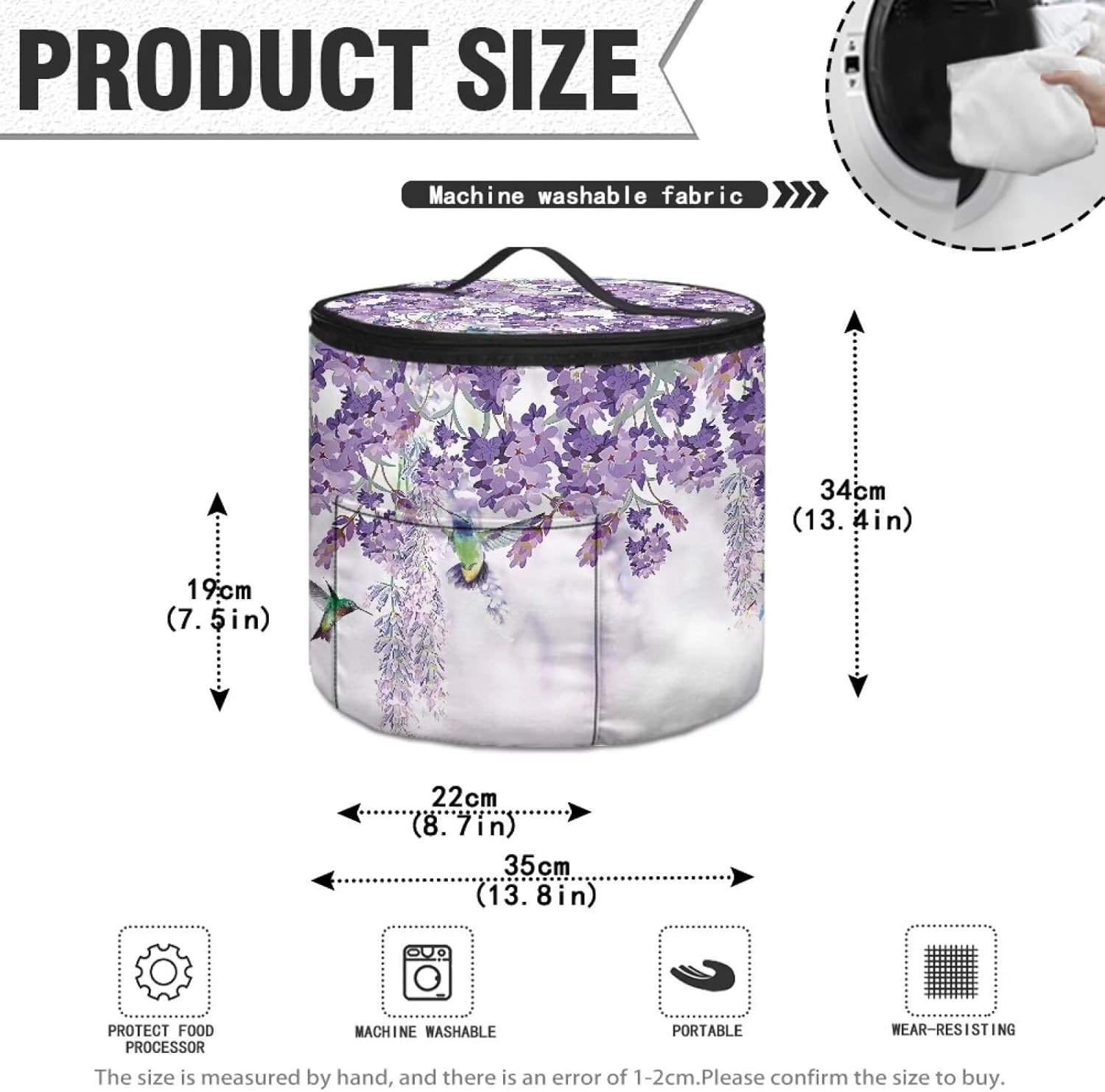 Bird Purple Flower Air Fryer Cover Dust Cover Kitchen Appliance Dust Cover Washable Dust Cover Carry Bag for 6 Quart Pressure Cooker Air Fryer Rice Cooker Slow Cooker Storage Bag
