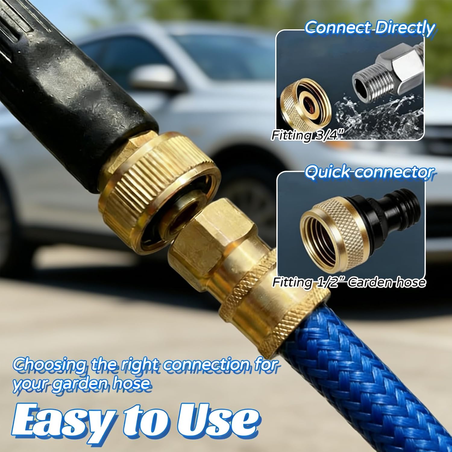 Jet Nozzle Power Washer for Garden Hose, 2026 High Pressure Hose Nozzle with 3 Interchangeable Nozzles, Pressure Washer Wand For Car Washing Patio Garden Outdoor Cleaning (Grey*2)