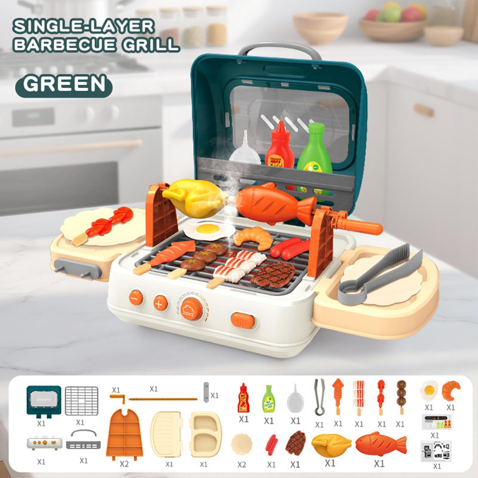 Juego de cocina infantil Juego Interactivo de Parrilla de Cocina con Sonido | Cocina de juguete para niños para niños y niñas exterior dormitorio viaje camping Navidad y cumpleaños