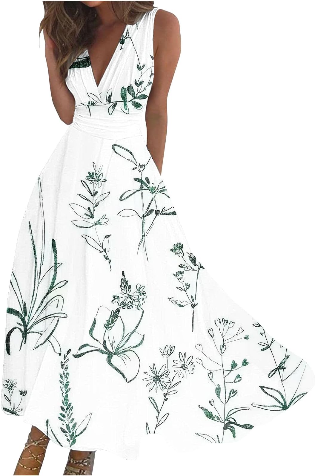 FunAloeWomen's Casual Dress Sleeveless Maxi Dress Plus Size Mother of The Bride Occasion Dresses for Weddings Flowy Loose Fit Prom Cocktail Formal Evening Tea Long Gowns Summer Dresses Plus Size White