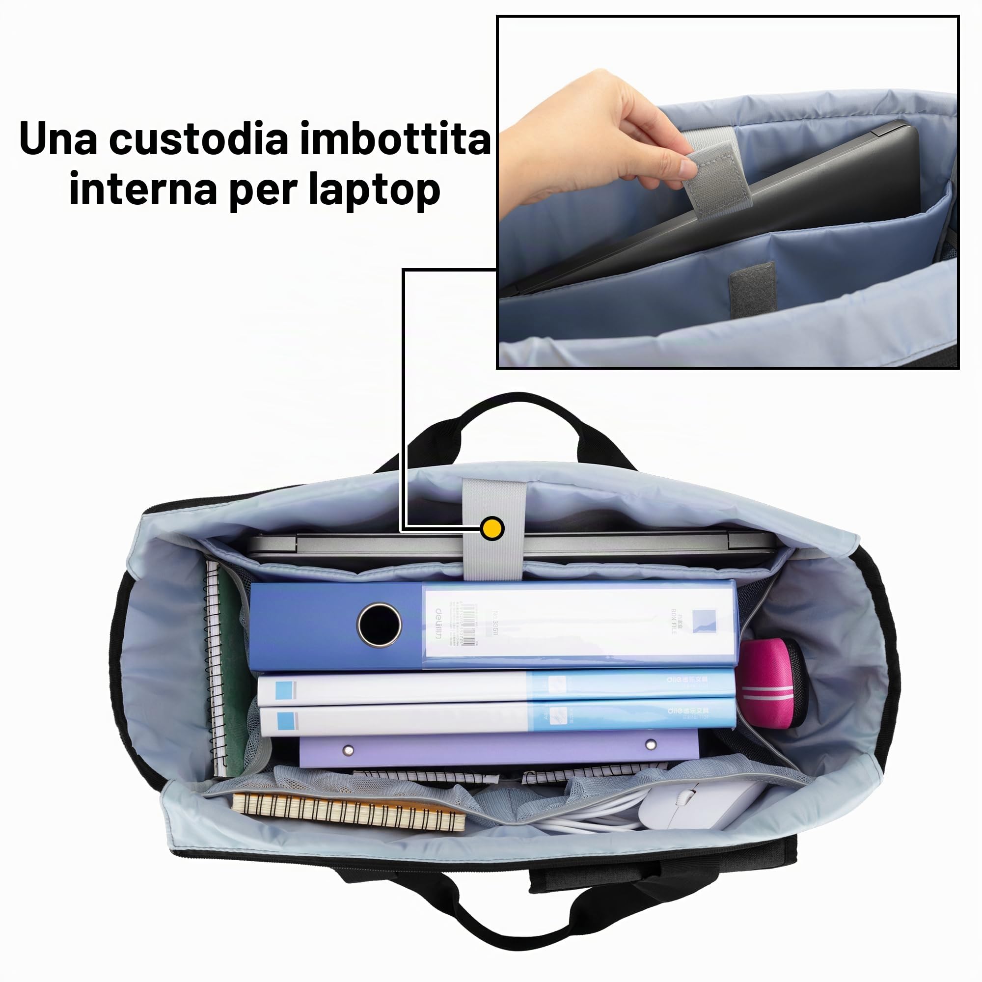 Trunab Borsa da Lavoro Portatile per Insegnanti, con Tasche Multiple e Custodia Imbottita per Laptop, Ideale per Lavoro, Viaggi, Scuola, Ufficio, Affari, Design Brevettato