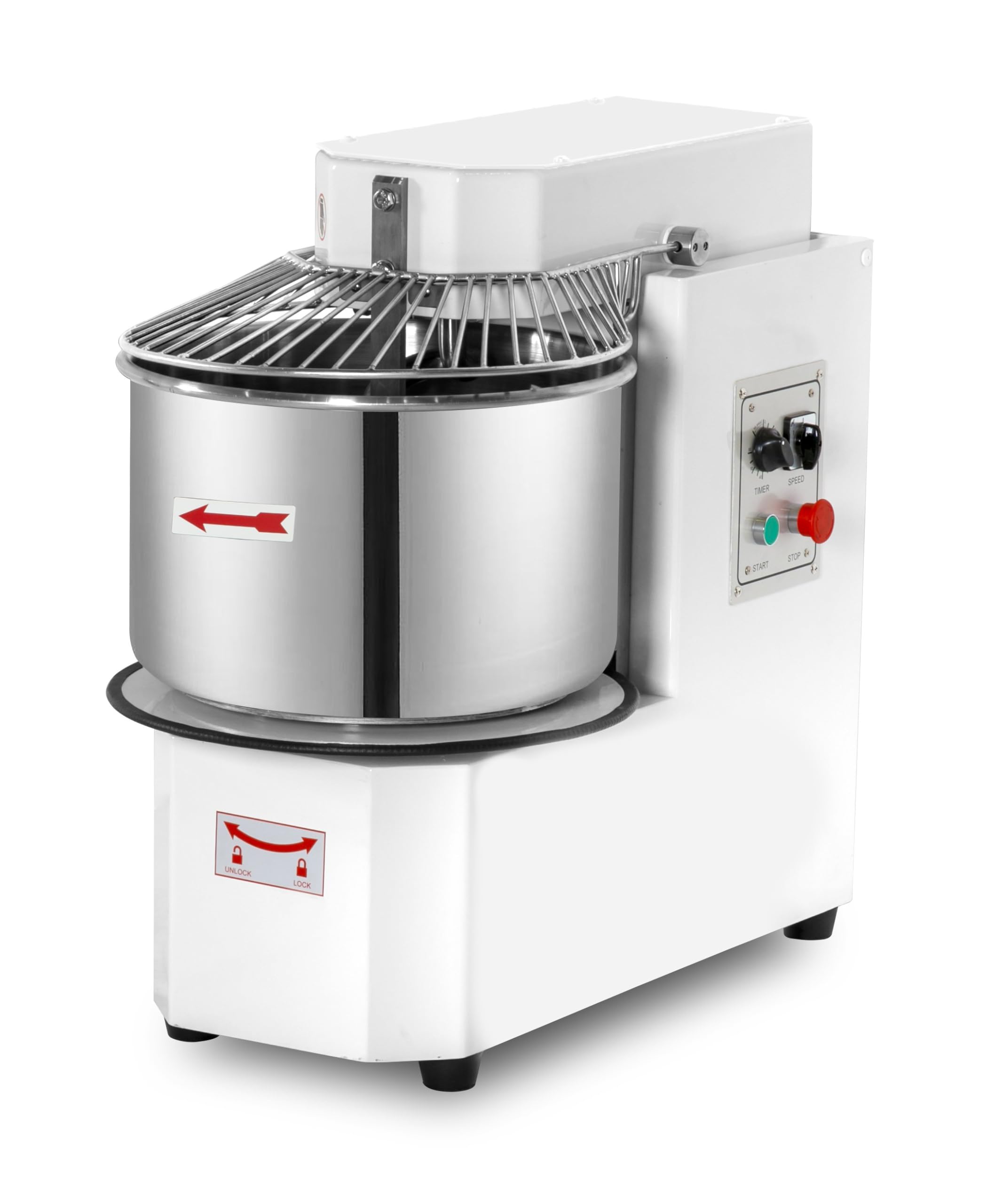 Ristoattrezzature - Impastatrice a spirale testa ribaltabile e vasca estraibile su ruote 10 lt monofase - Uso professionale