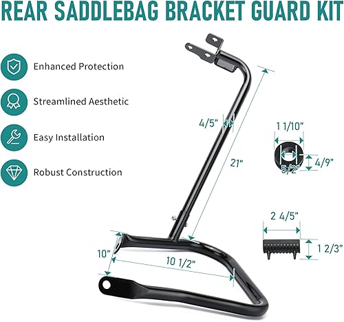 Miniatura 3 de MoKitDora Barras protectoras para alforjas traseras Touring compatibles con Harley Street Road Electra Glide Road King 2014 en adelante, color negro