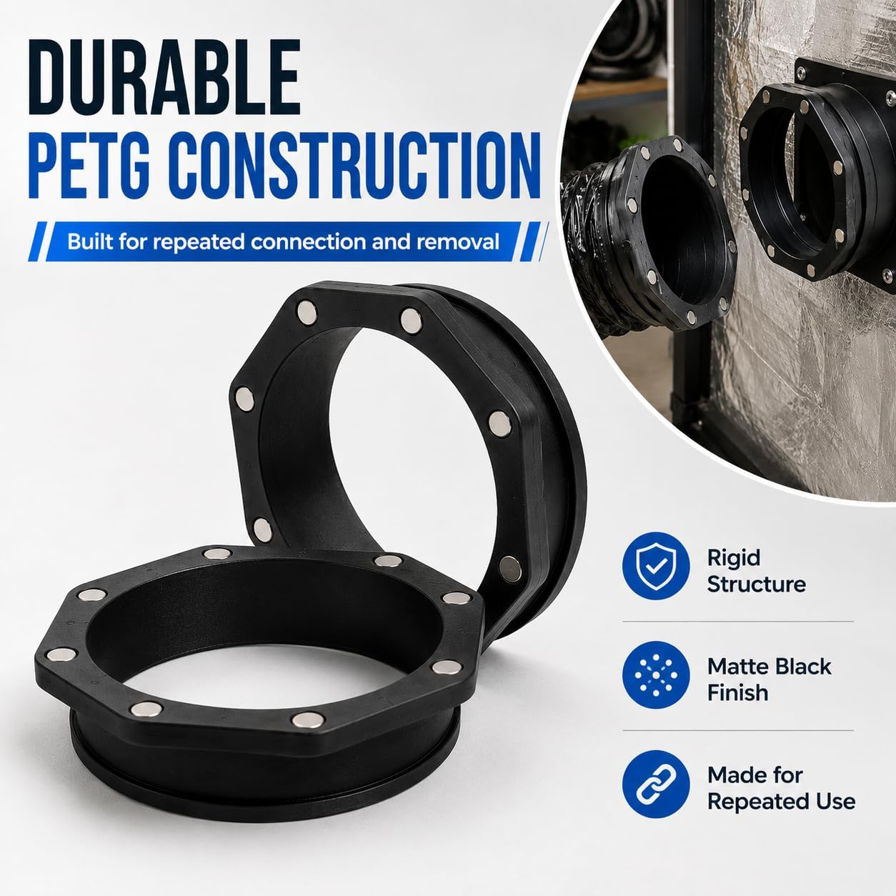 5 Inch Magnetic Hose Connector, Inline Duct Coupler for Exhaust Fans