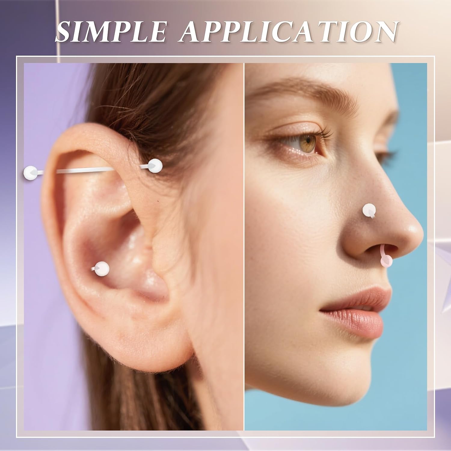 60 Pcs Clear Piercing Retainers for Surgery Bioflex Plastic Jewelry for Nipple Tongue Nose Belly Septum Eyebrow Lip Cartilage Tragus Helix Earring Retainer Industrial Lip Labret Rings Studs for Work