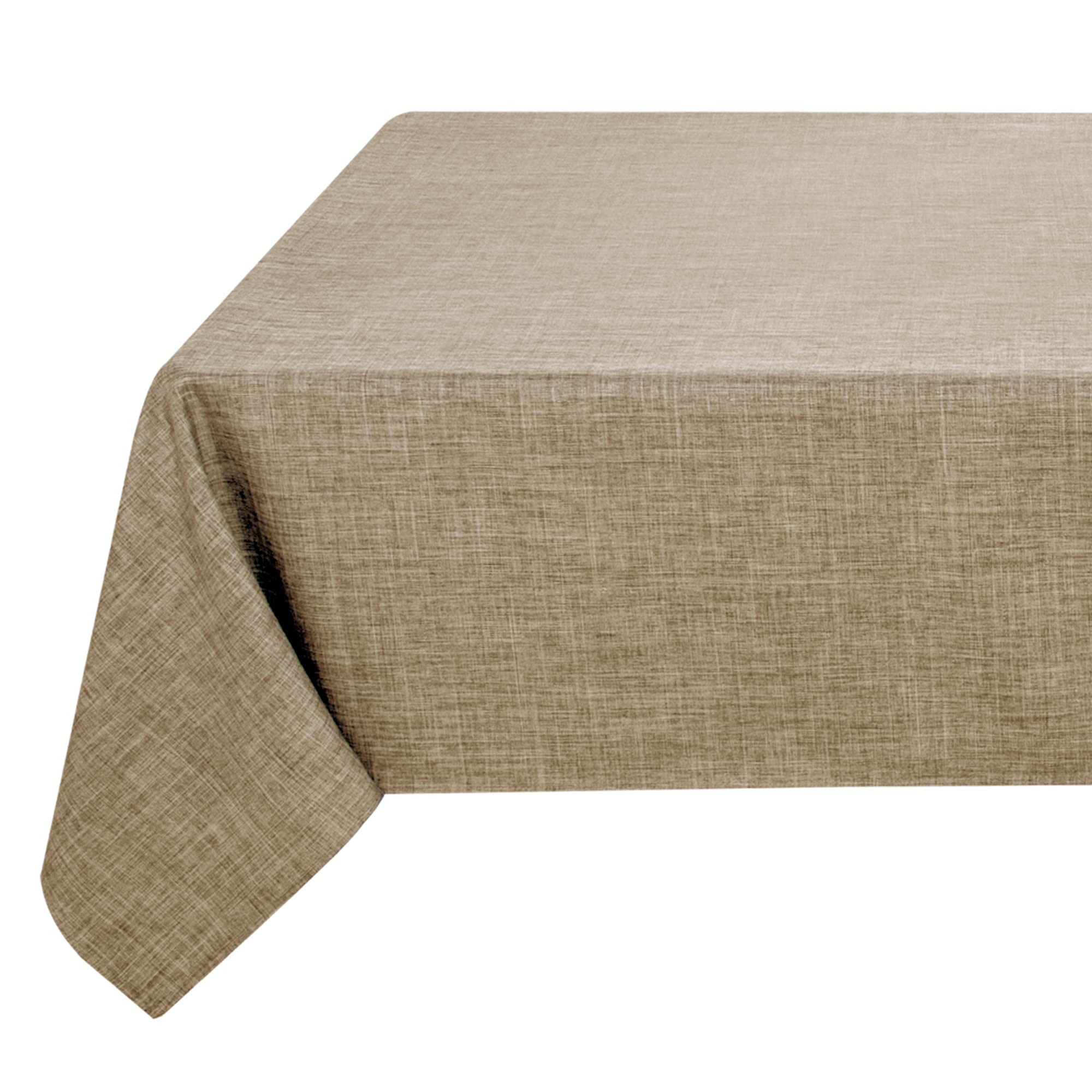 Fitable Faux Linen Tablecloth Rectangle 60 x 120 Inch - Rustic Fabric Table Cloth for 8 Foot Tables, Nature Faux Burlap Table Cover for Kitchen Dining, Party, Farmhouse