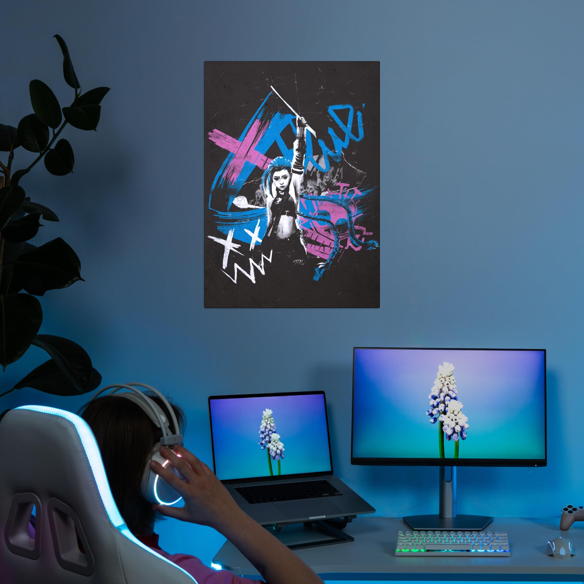 Displate Póster de Arcano de Metal, Arcano, Arcano Decorativo, Arcano, Arcano, Merchandising League of Legends, Póster Bandera Azul, 67,5 x 48 cm