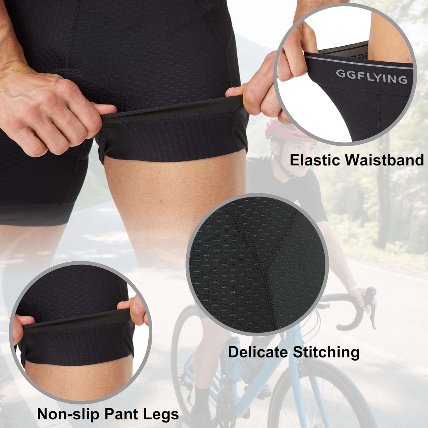 Bike Shorts for Men 6D Padded Cycling Underwear Mountain Biking Riding Bicycle Liner with Anti-Slip Leg - Image 4