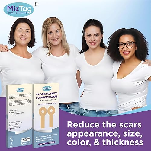 Miniatura 4 de Hojas de silicona para cicatrices quirúrgicas de mama. 4 piezas de cinta de silicona para cicatrices después de cirugía de mama - Suministros de