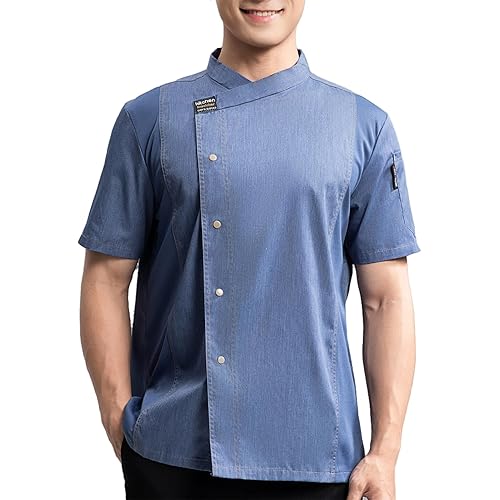 Black Chef Coat With Mesh Lightweight Chef Jacket Men Short Sleeve Chef Uniform for Kitchen,Restaurant,Bakery